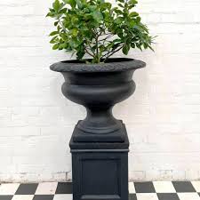 Outdoor Pots And Urns Wide Black Urn