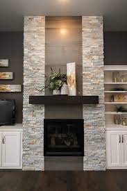 Stone Tile Fireplace Remodel