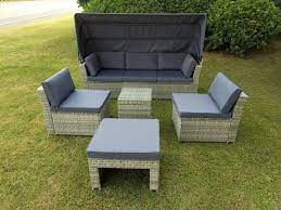 Rattan Garden Sofa Set 5 Pieces With