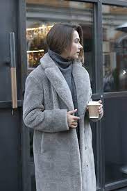 Gray Faux Fur Coat For Women Long Faux