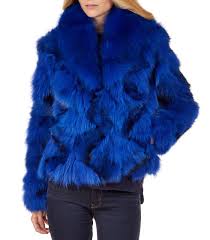 Fox Fur Jacket In Royal Blue Fursource Com