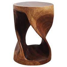 Round Wood Twist Accent Table 14in