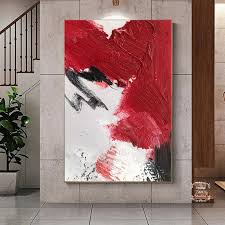 Large Red Abstract Painting White