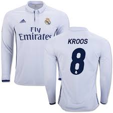 Real madrid plays in the spanish la liga and is using a new font for the 2015/16 season. 16 17 Real Madrid Cf 8 Toni Kroos White Home Authentic Long Sleeve Soccer Jersey