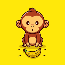 cute monkey finding banana cartoon