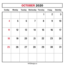 Monthly Calendar October 2020 Monthly Planner Printable