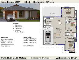 3 Bedroom House Plan 140st Concept
