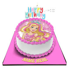 barbie cake with happy birthday candle
