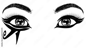 black white egyptian eye makeup stock