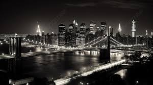 black and white city skyline new york