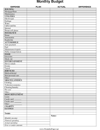 Printable Monthly Budget