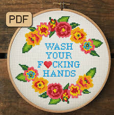 This gorgeously colorful cross stitch pattern uses bright and complimentary colours for a vibrant and fun project. Wash Your Hands Cross Stitch Pattern Subversive Cross Stitch Etsy Subversive Cross Stitch Patterns Funny Cross Stitch Patterns Cross Stitch Funny