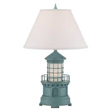 Shop Seahaven Sky Blue Lighthouse Night Light Table Lamp 27 High Overstock 18705278