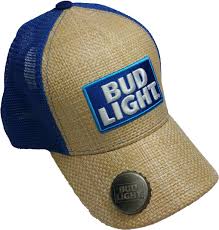 Budweiser Men S Bud Light Paper Straw Mesh Trucker Hat With Bottle Opener Walmart Com Walmart Com