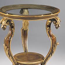 Tuscan Style Carved Table With Glass Top