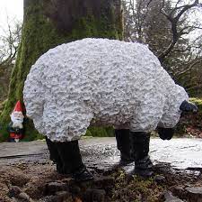 Spiky Black White Sheep Garden Ornament