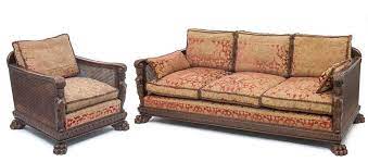 Renaissance Sofa And Armchair In Walnut