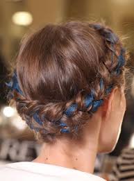 Boy, have we got the indulgent hair gallery for you. Blue Ribbon Braids Also Weave A Blue Ribbon In With The Corset In The Back Of The Dress Fave Something Ribbon Hairstyle Hair Styles Braided Hairstyles