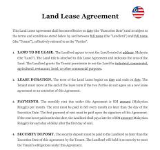 land lease agreement in msia
