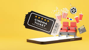 3d render of cinema ticket popup from