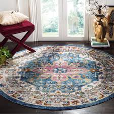 safavieh aria ara160b 6 5 x 6 5 round blue creme area rug