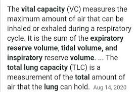 vital capacity and total lung capacity
