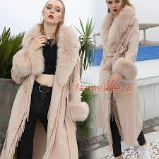 Women S Real Fox Fur Collar Trench Coat