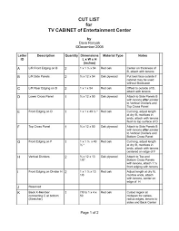 cut list for tv cabinet of