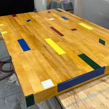custom reclaimed gym floor coffee table
