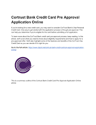 cortrust bank credit card pre approval