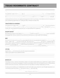 Free Texas Roommate Agreement Template Pdf Eforms Free