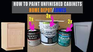 How to paint unfinished cabinets from home depot or lowes - YouTube