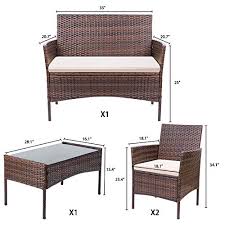 homall 4 pieces outdoor patio furniture