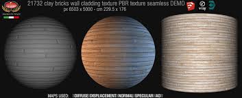 Clay bricks wall cladding PBR texture seamless 21732