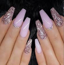 glitter french tips nails pink um