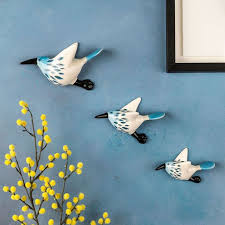 Wall Mounted Ceramic Flying Bird Trio