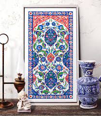 Turkish Ornament Tile Watercolor Art