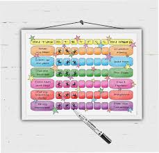 Colourful Reward Chart Kids Daily Checklist With Rewards Childrens Tasks Chore Chart For Boys And Girls Dry Erase Wipe Board