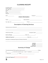 free cleaning service receipt template