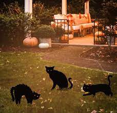 3ct black cat silhouette yard signs
