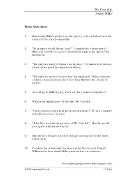 sparknotes the crucible study questions essay topics essay questions for the crucible by arthur miller