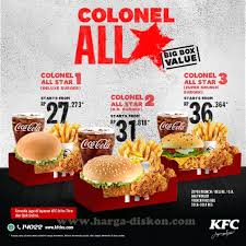 Select and order from the kfc online sharing menu for delivery and pick up today.finger lickin' good! Promo Kfc Terbaru Menu Baru Kfc Colonel All Star Rp27 273 Harga Diskon