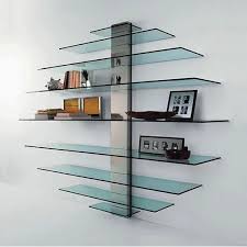 6 Shelves Wall Mounted Floating Glass