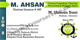 M Ahsan Customs Consultant, Clearing Forwarding & Shipping Agent - Kulsum  Mehal, Kharadar, Karachi - Pakistan's Largest Online Business Directory