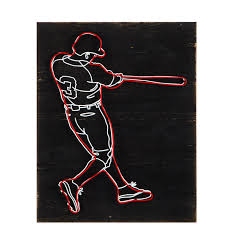 outline baseball player wood wall