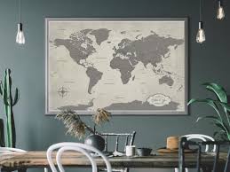 Personalized Gray World Map Wall Art