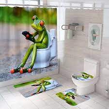 Frog Bathroom Rug Set Shower Curtain