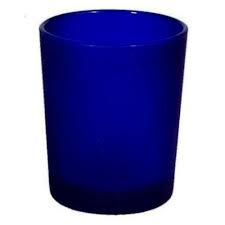 12 Dark Blue Frosted Glass Tealight