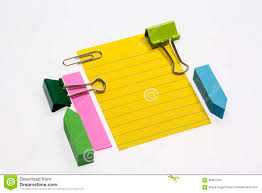 Post It Paper Clips And Binder Clips Stock Photo Image Of Sheet