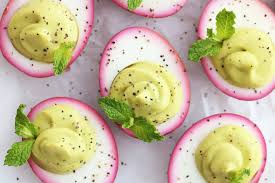 beet pickled avocado deviled eggs the